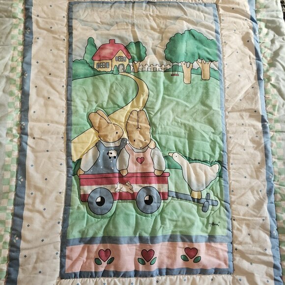 VTG 90s Daisy Kingdom Honey Bunny Crib Comforter Country By Tender Beginnings - Picture 2 of 11